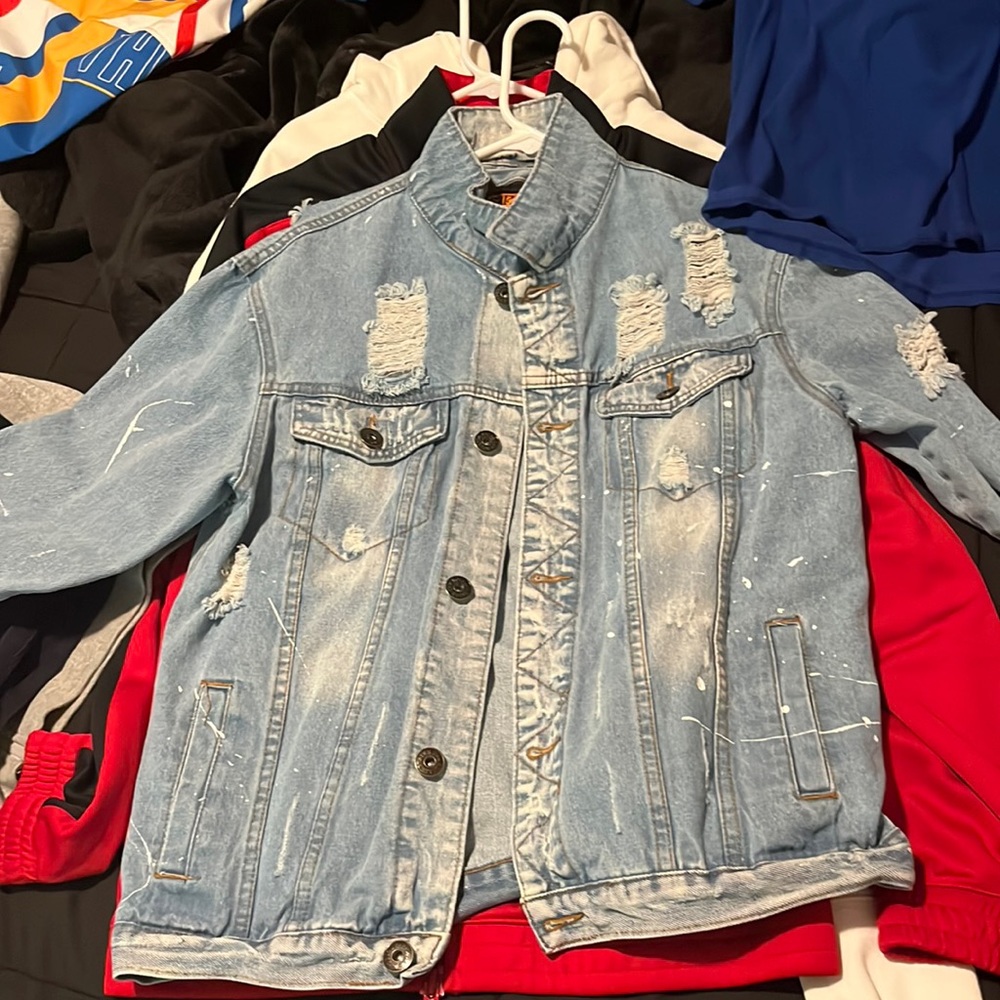 Rolling Paper Distressed Denim Jacket